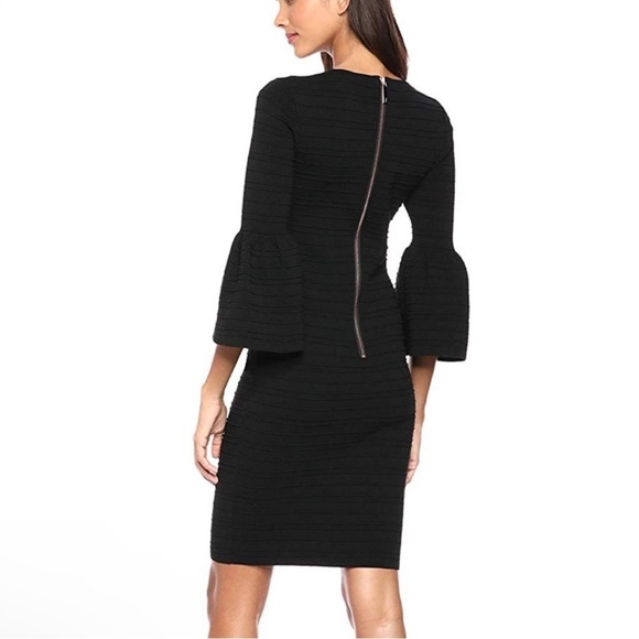 NEW Ted Baker Black Bell Sleeve 3/4 Bodycon Mini Dress Size 0 (US 0-2) - Picture 3 of 15